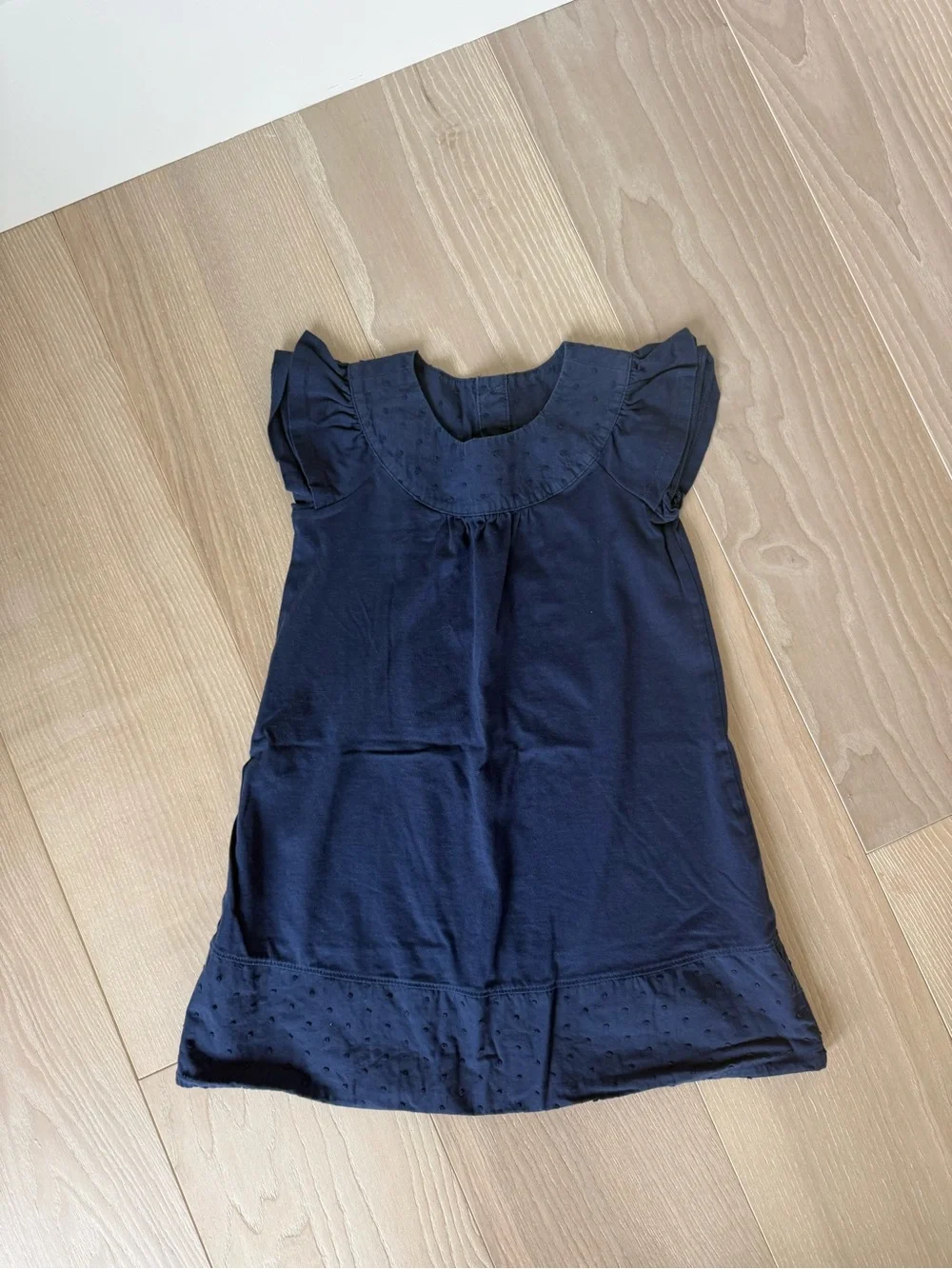 Hanna Andersson Navy Flutter-Sleeve Cotton Dress
